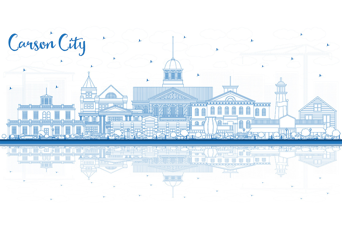 Outline Carson City Nevada City in Illustrations - product preview 8