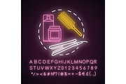 Hair styling neon light concept icon