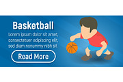 Basketball concept banner, isometric