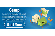Camp concept banner, isometric style