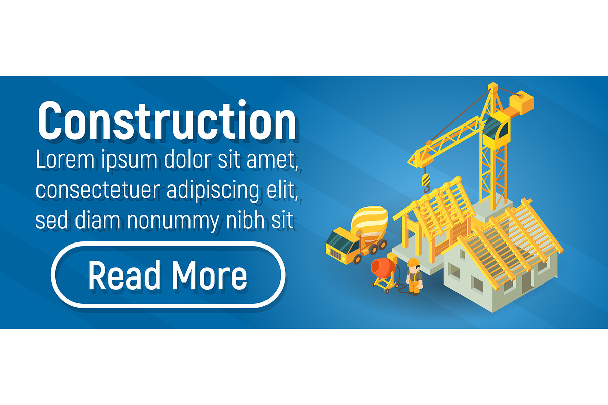 Construction concept banner in Illustrations - product preview 8
