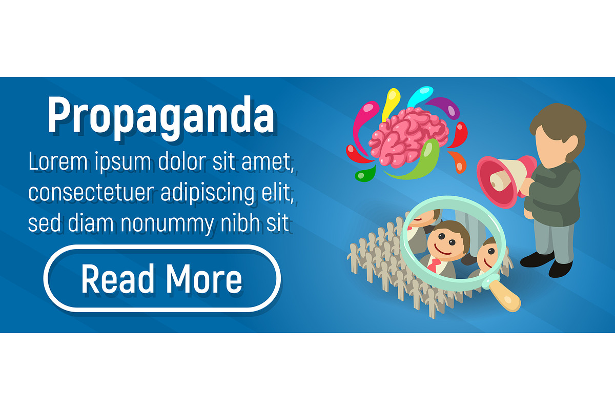 Propaganda concept banner, isometric in Illustrations - product preview 8