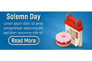 Solemn day concept banner, isometric