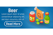 Beer concept banner, isometric style