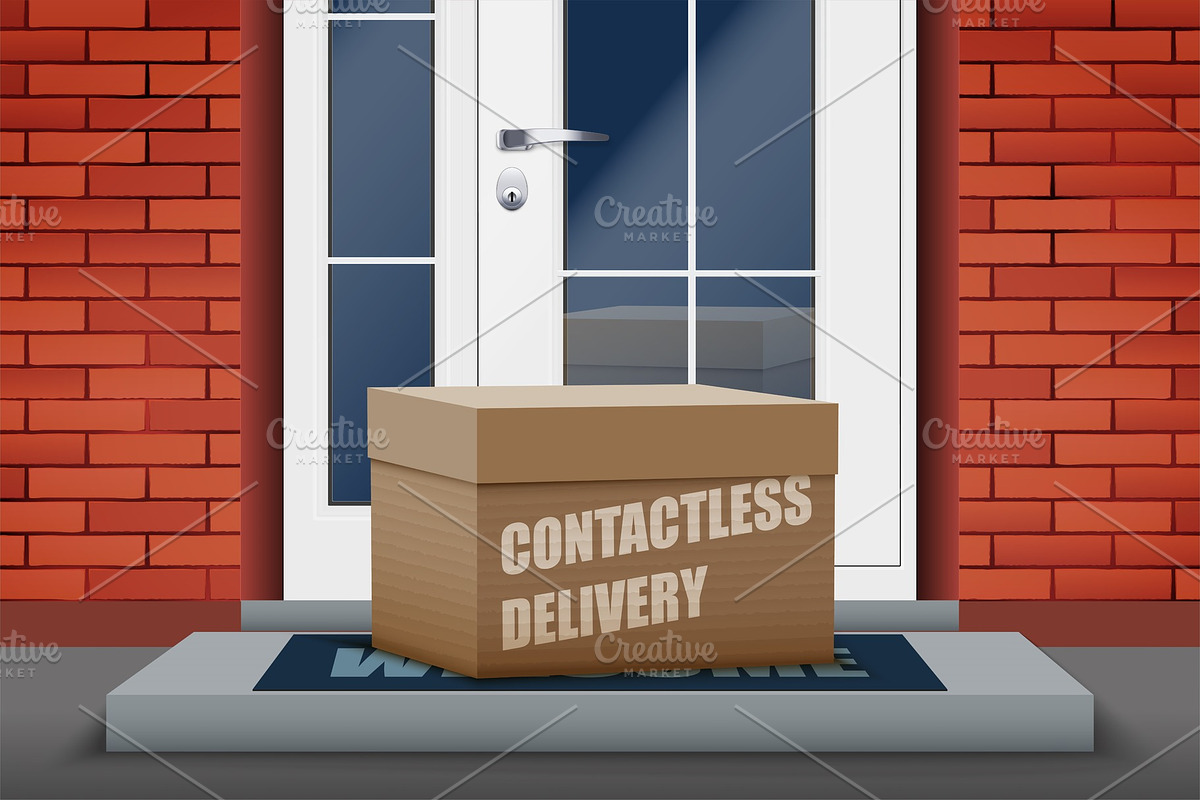 Contactless delivery box on doorstep in Illustrations - product preview 8