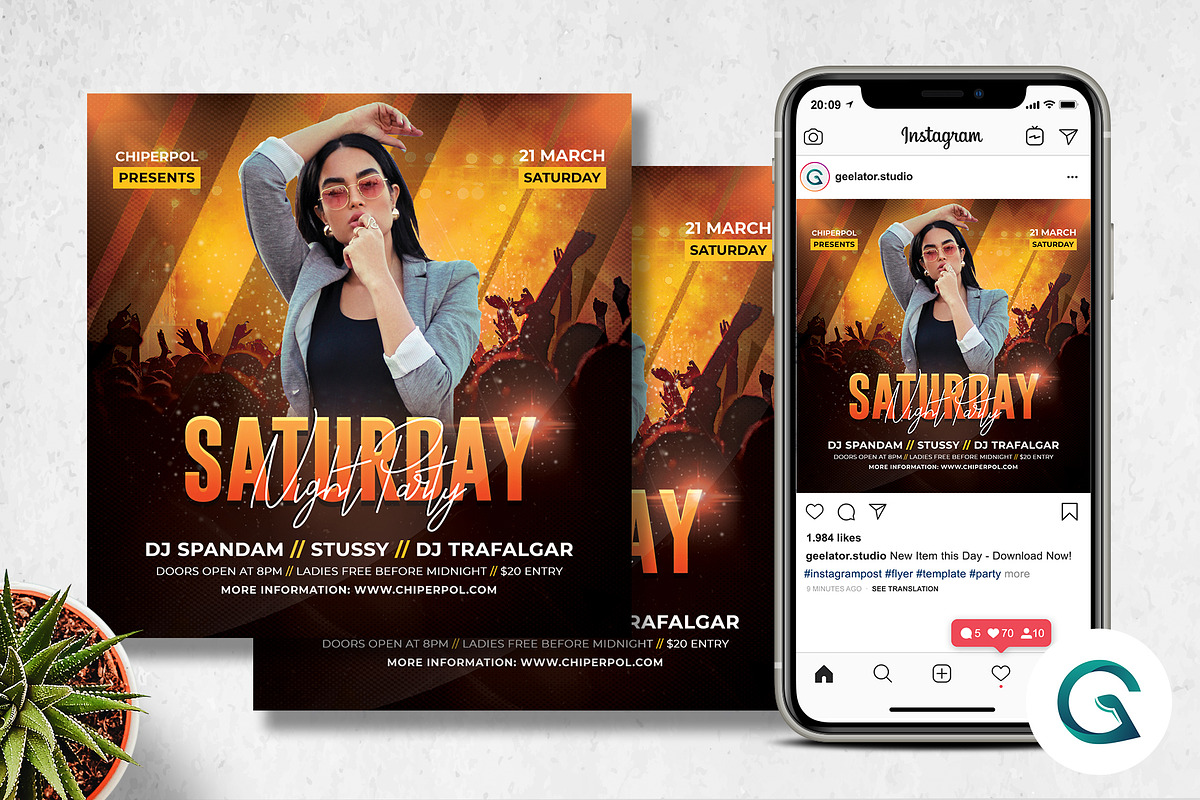 Saturday Night Party Flyer in Flyer Templates - product preview 8