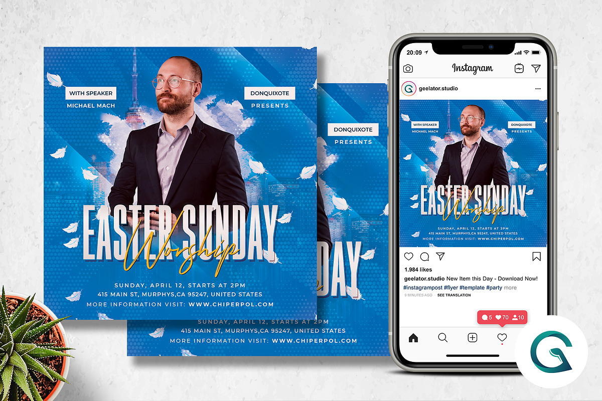 Easter Sunday Worship Flyer in Flyer Templates - product preview 8