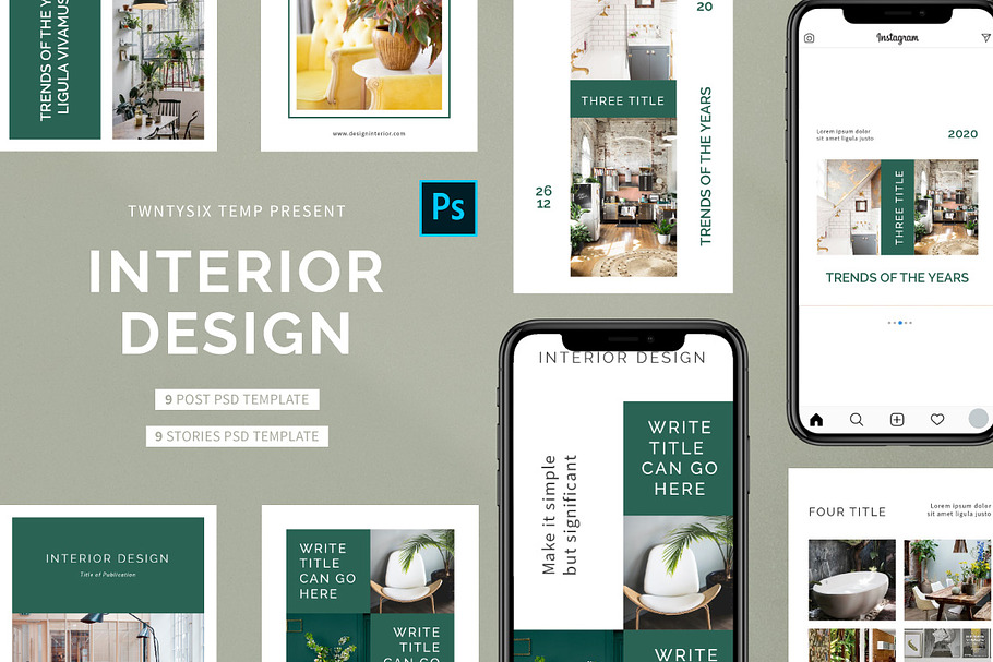Interior Design Post & Stories in Instagram Templates - product preview 8