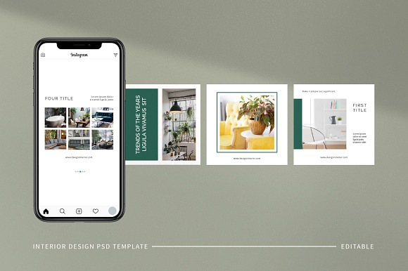 Interior Design Post & Stories in Instagram Templates - product preview 2