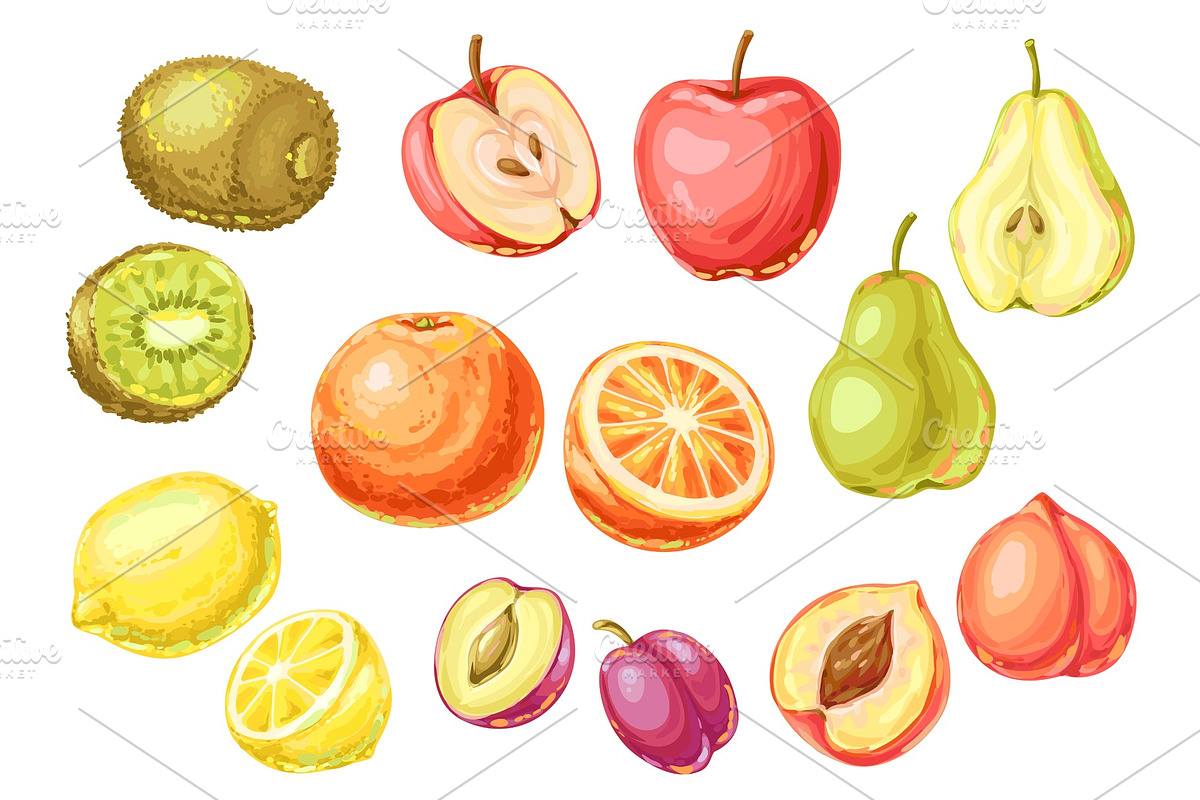 Set of ripe fruits. Tropical in Illustrations - product preview 8
