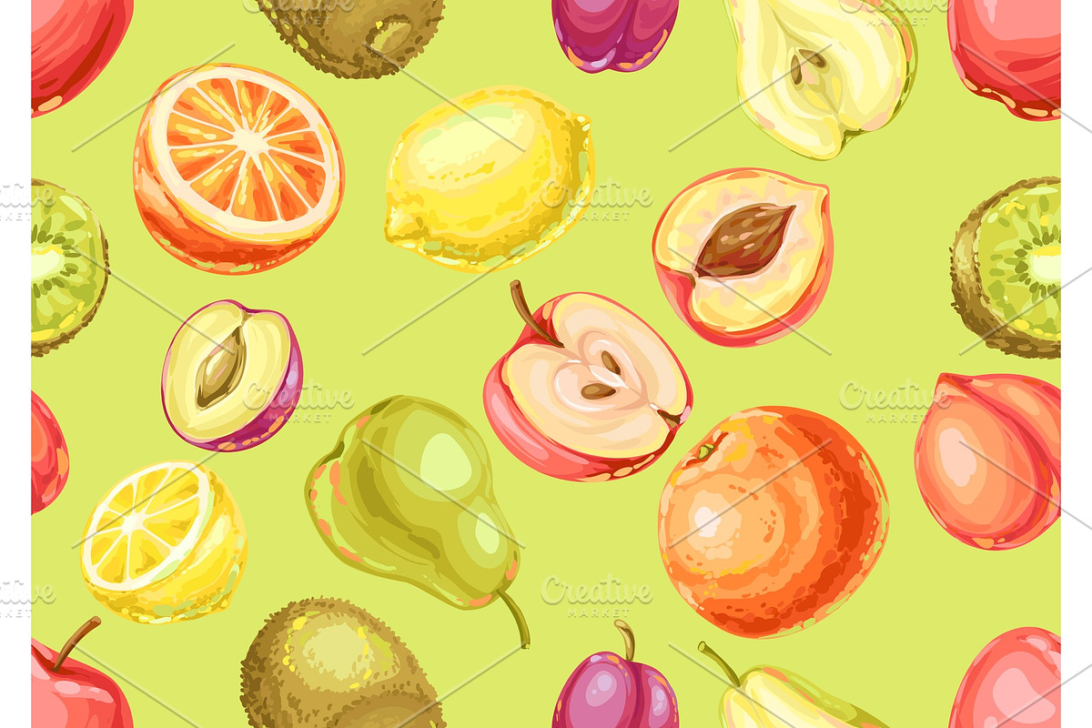 Seamless pattern with ripe fruits. in Patterns - product preview 8