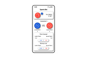 Sport bet smartphone interface