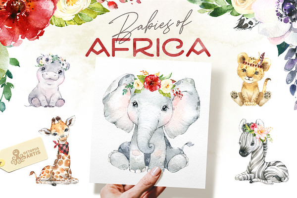 Babies of Africa. Watercolor Set