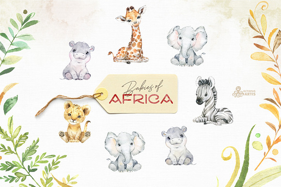 Babies of Africa. Watercolor Set in Illustrations - product preview 1