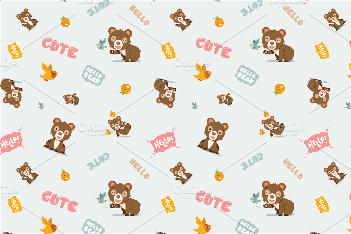 Funny and colorful cartoon pattern in Patterns - product preview 8