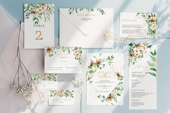 Eucalyptus & cotton - wedding suite in Wedding Templates - product preview 2