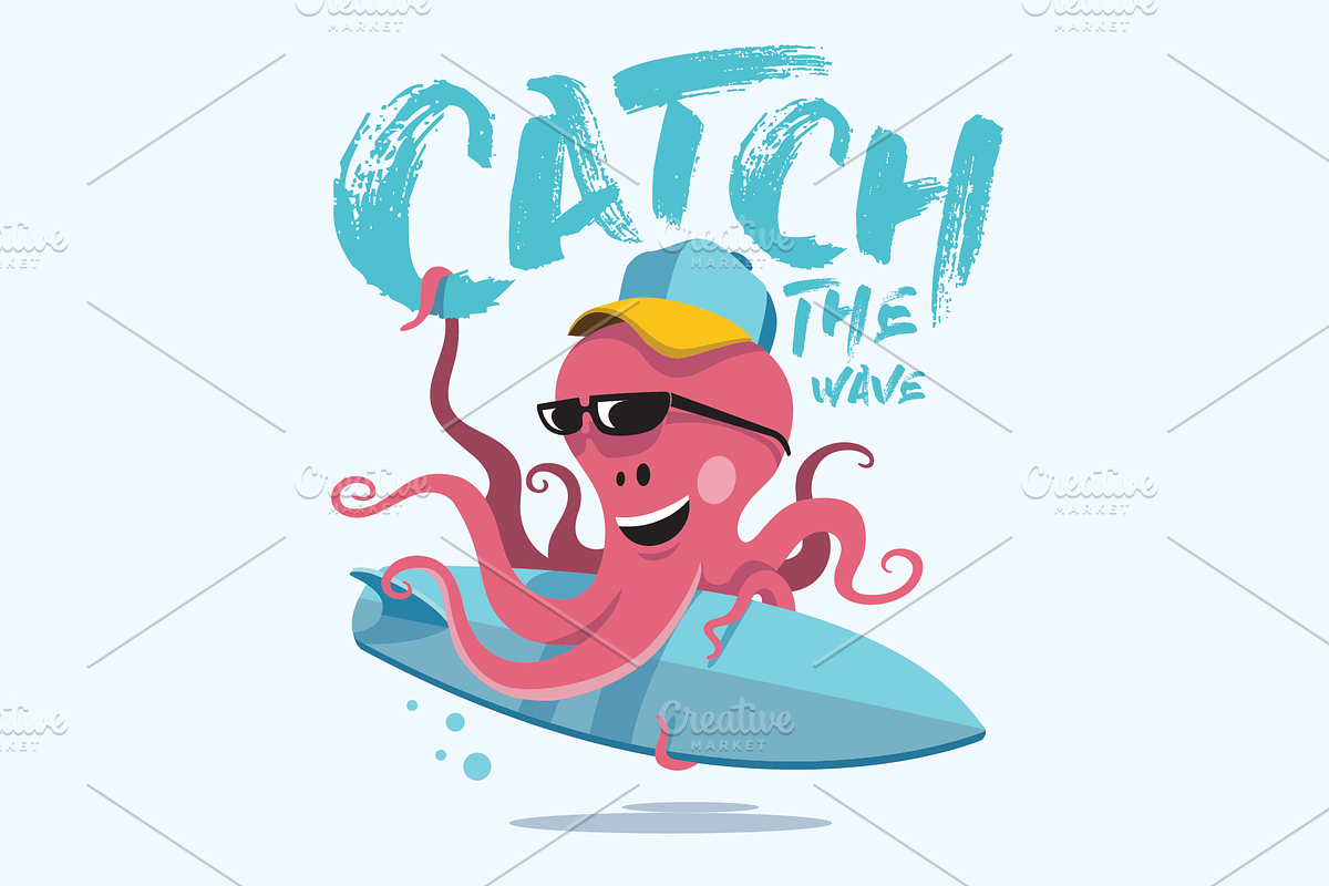 Catch the wave / vector cartoon in Illustrations - product preview 8