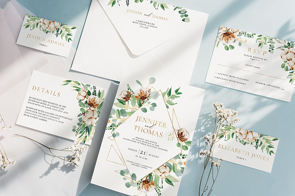 Eucalyptus & cotton - wedding suite in Wedding Templates - product preview 3