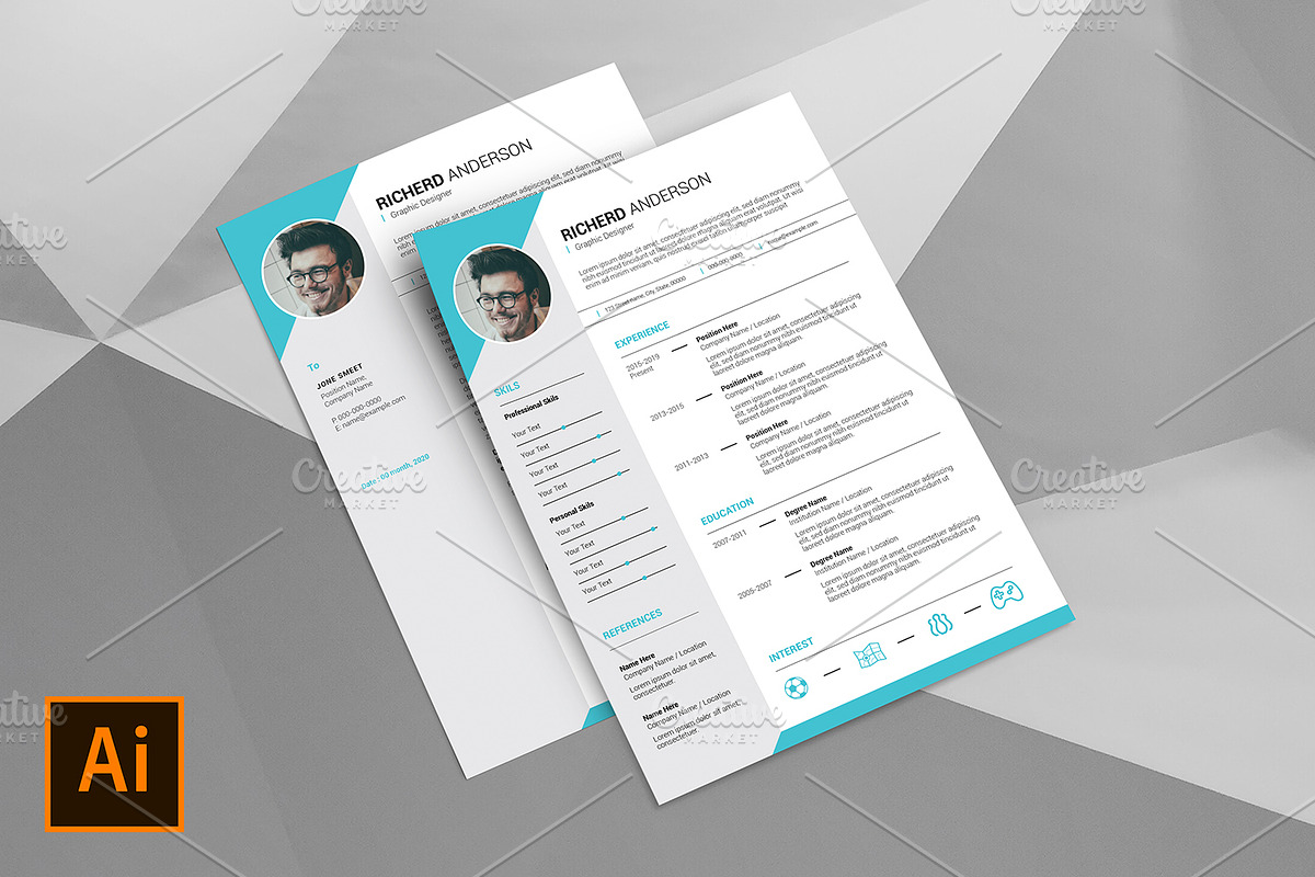 Clean & Minimal Resume / Cv V56 in Resume Templates - product preview 8