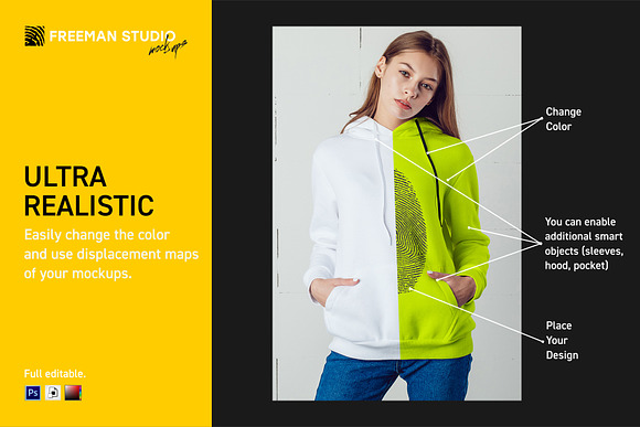 76 Hoodie Mock-Up Set in Mockup Templates - product preview 1