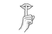 Mouth with finger silence gesture