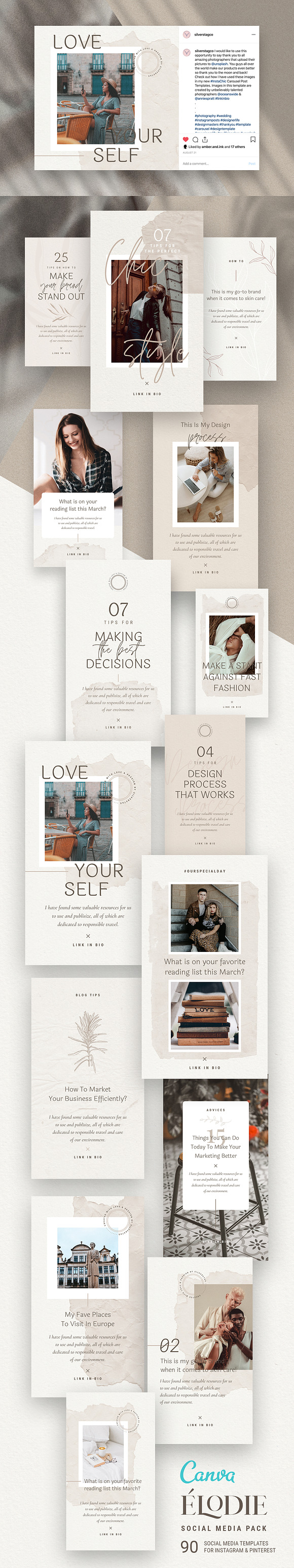 Elodie - Canva Social Pack 50% OFF in Social Media Templates - product preview 6