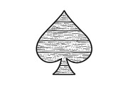 Spades wooden symbol sketch vector