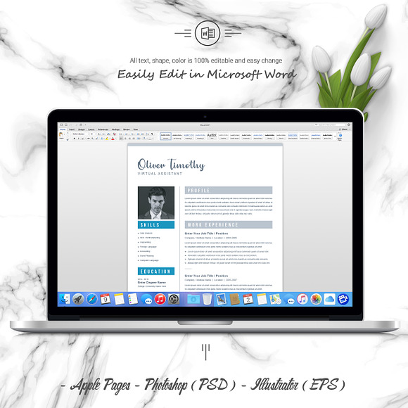 Creative Word Resume Template in Letter Templates - product preview 4