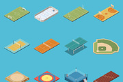 Various sport fields isometric icons