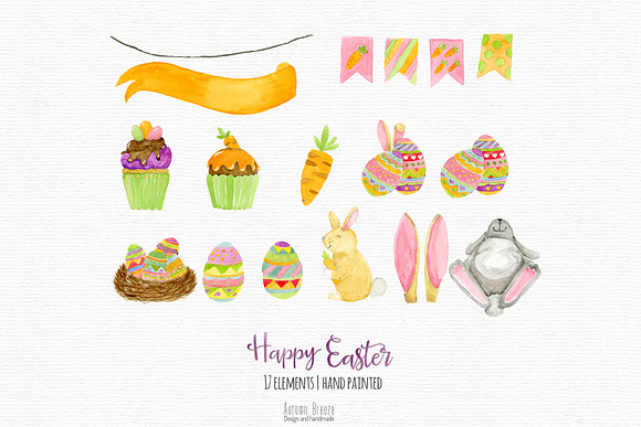 Watercolor Easter Clipart in Illustrations - product preview 2