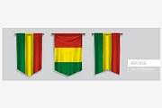 Set of Bolivia pennants vector