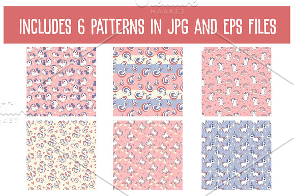 Unicorn pattern bundle in Patterns - product preview 1