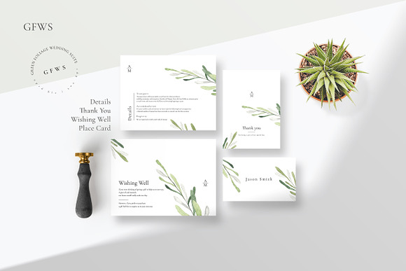 Green Foliage Wedding Suite in Wedding Templates - product preview 3