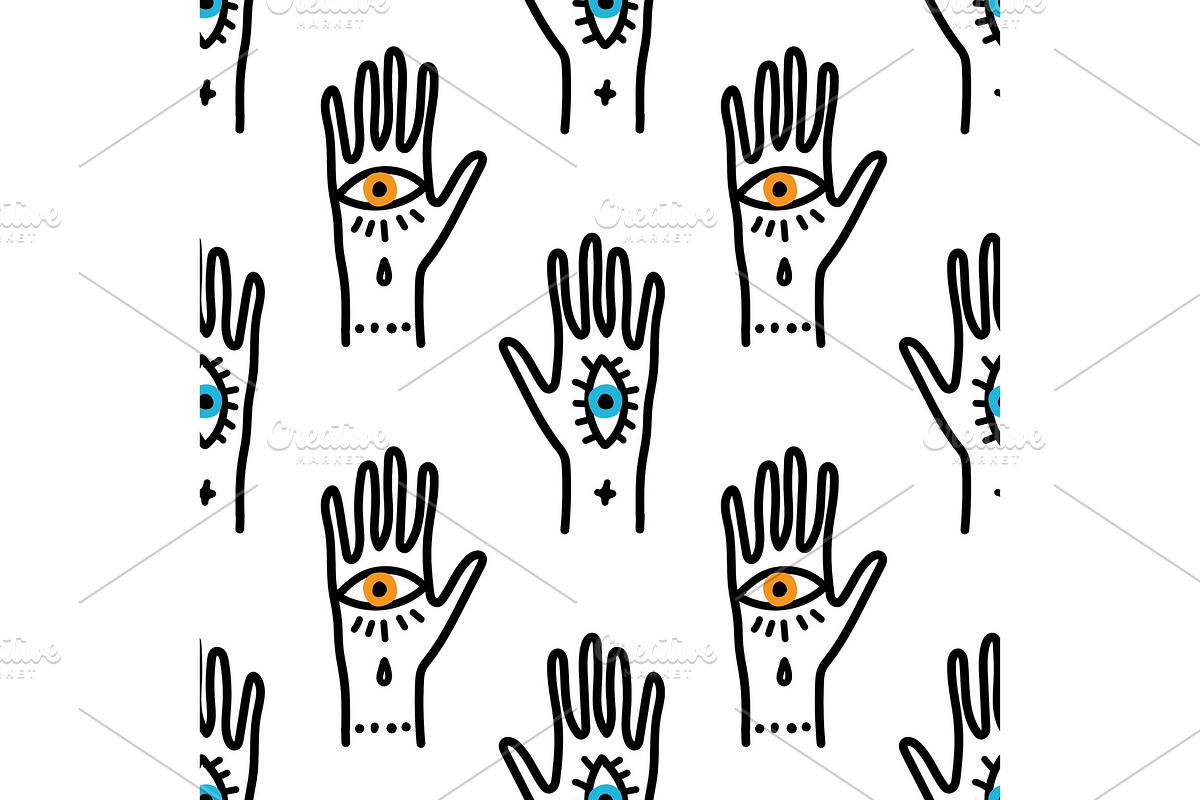 Trendy seamless pattern with hand in Illustrations - product preview 8