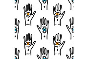 Trendy seamless pattern with hand