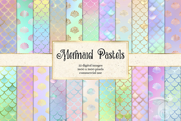 Mermaid Pastels Digital Paper