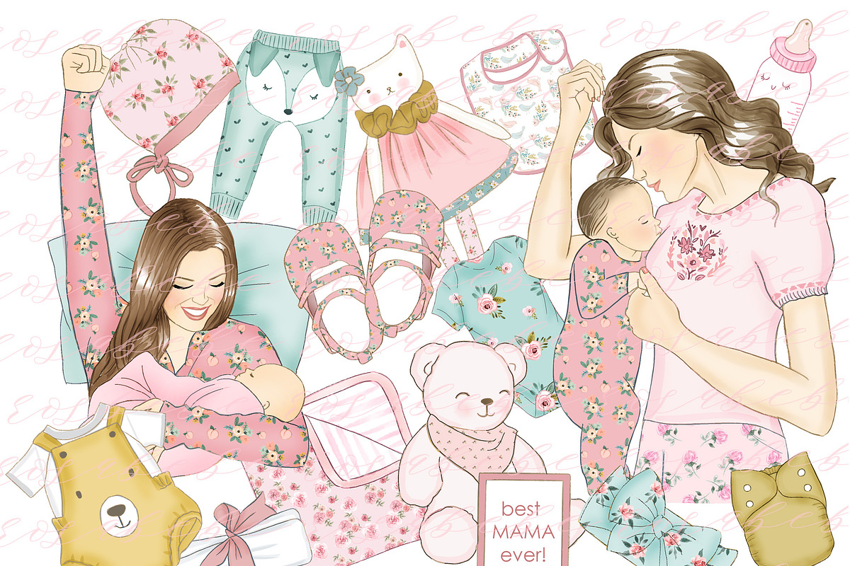 Baby girl clipart in Illustrations - product preview 8