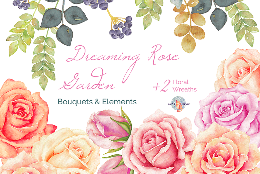 Dreaming Rose Garden Watercolor