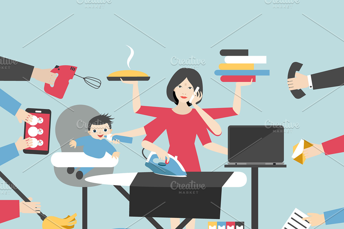 Multitask woman. in Illustrations - product preview 8