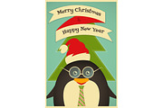 Merry Christmas greetings with pengu