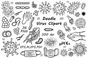 Doodle bacteria and virus clipart