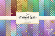 Gold Mermaid Scales Digital Paper