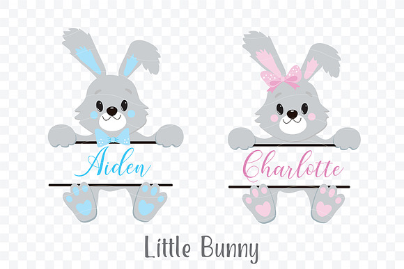Cute Little Easter Bunny Clipart in Illustrations - product preview 2
