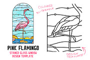 Flamingo. Stained glass window