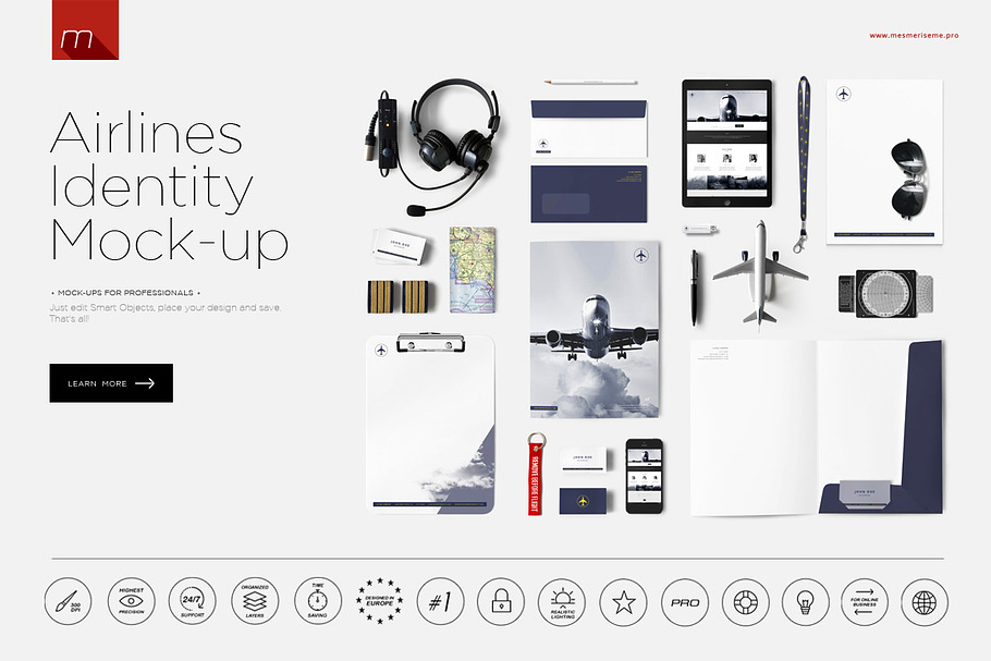 Airlines Company Identity 2 Mock-up in Branding Mockups - product preview 8
