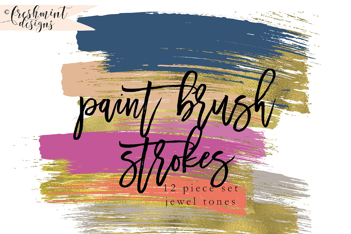 gold foil paint brush strokes in Graphics - product preview 8