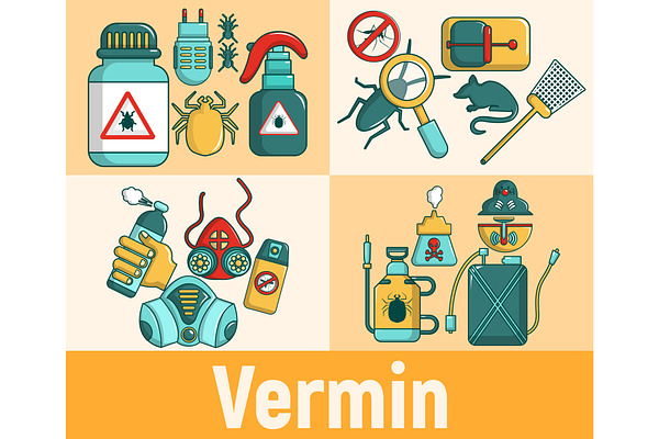Vermin concept banner, cartoon style