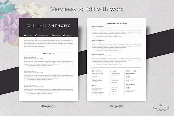 Resume/CV 4 Pages Word in Letter Templates - product preview 1