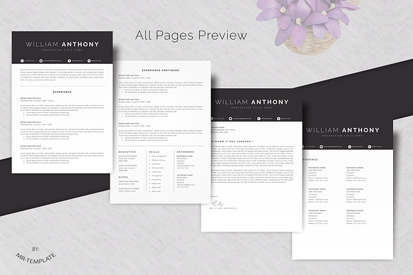 Resume/CV 4 Pages Word in Letter Templates - product preview 3