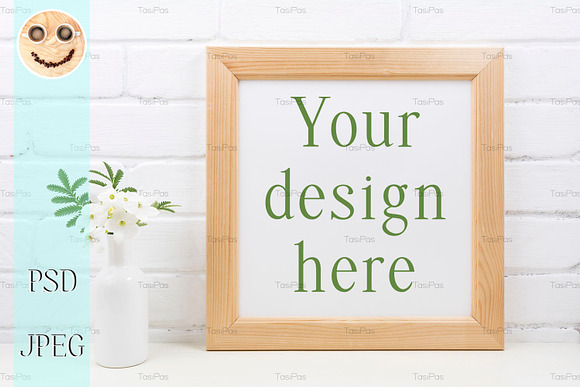 Wooden square frame mockup in Mockup Templates - product preview 1